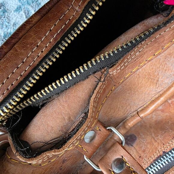 Tooled Leather Weekender Overnight Travel Handcrafted Structured Travel Bag Tan - Picture 15 of 16